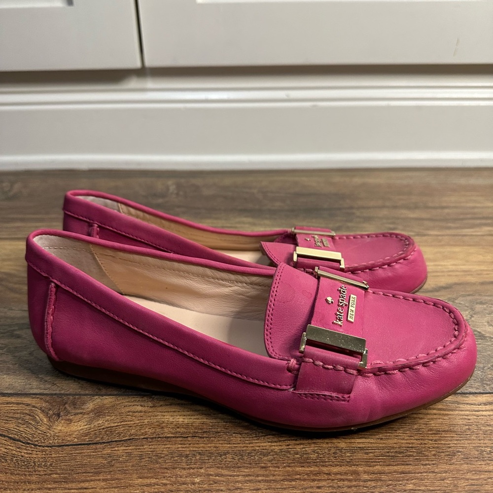 New Kate Spade Leather Loafers Size 6 Color Fushia